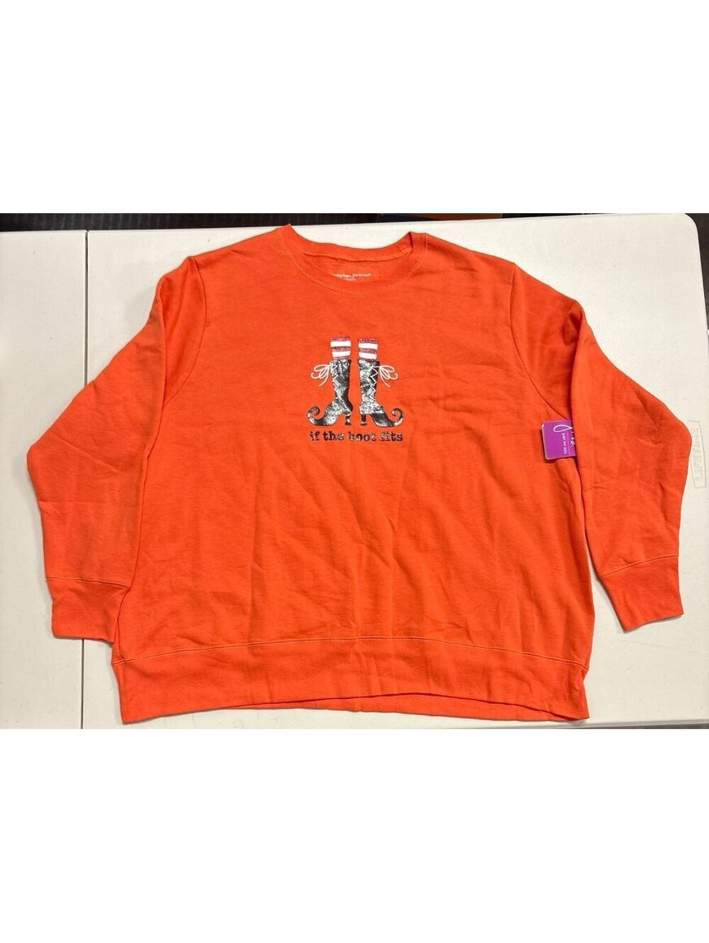 NWT Just My Size 2X Womens Halloween Sweatshirt If the Boot Fits Witch Boots